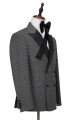 Fashion Black-and-Gray Cruciform Satin Peak Lapel Double Breasted Men's Formal Suit
