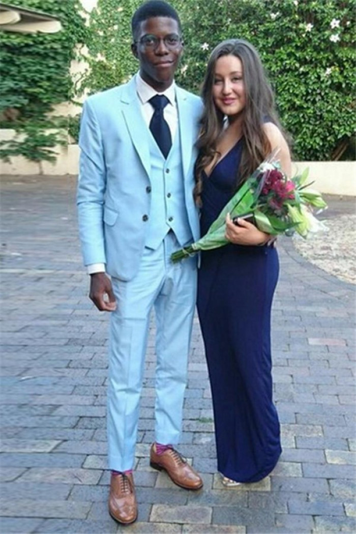 Blue Close Fitting Men Suit | Three-Piece Prom Outfits Bespoke Suits