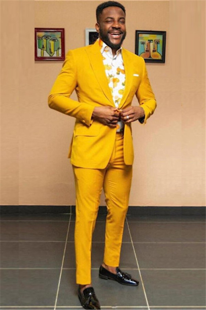 Joseph Yellow Peaked Lapel One Button Slim Fit Mens Suit