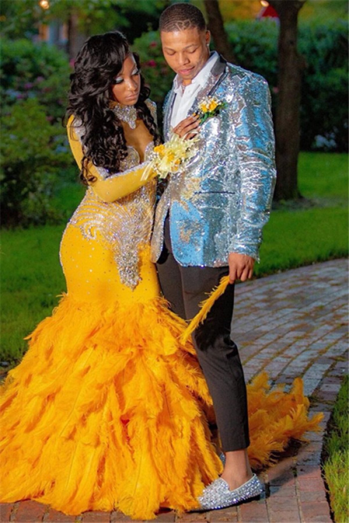 Glamorous Glitter Silver Sequins Two Piece Fashion Prom Mens Suits