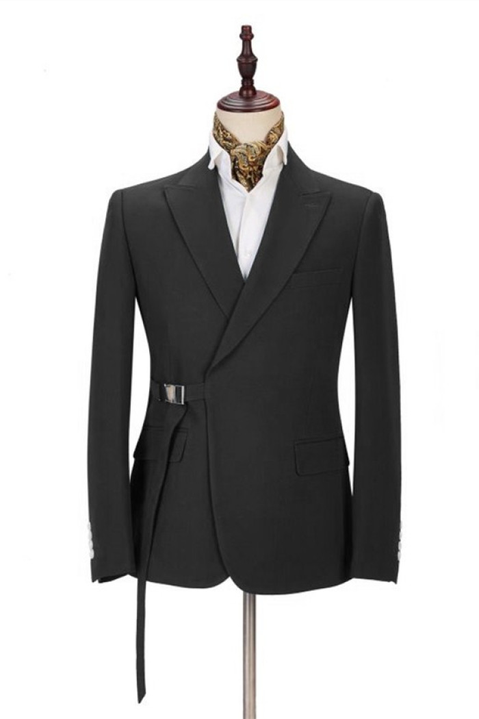 Modern Men's Formal Suit Online | Peak Lapel Buckle Button Suit for Men