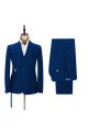 Classic Royal Blue Men's Casual Suit Online | Peak Lapel Buckle Button Groomsmen Suit for Formal