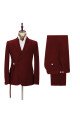 Chic Peak Lapel Buckle Button Formal Burgundy Two Pieces Men's Casual Suit Online