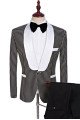 Stylish Dot Black and White Shawl Lapel Wedding Suits with One Buttons