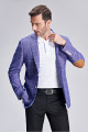 Chic Plaid Violet Purple Elbow Patch Blazer Jacket for Men