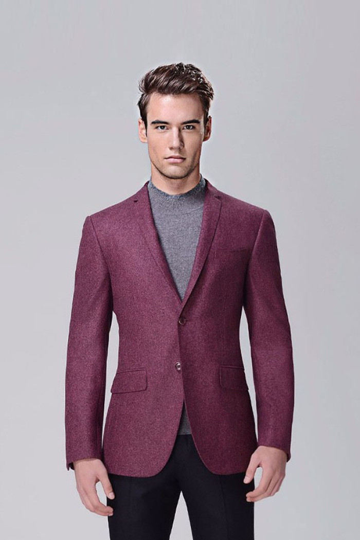 Stylish Red Violet Business Thick Blazer Jacket for Casual