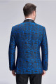Elegant Black Shawl Lapel Blue Jacquard Wedding Suit Blazers for Men