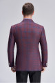 Peak Lapel Blue Plaid Double Breasted Stylish Blazer Jacket for Men