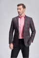 Latest Design Peak Lapel Red Plaid Grey Suit Blazer for Men