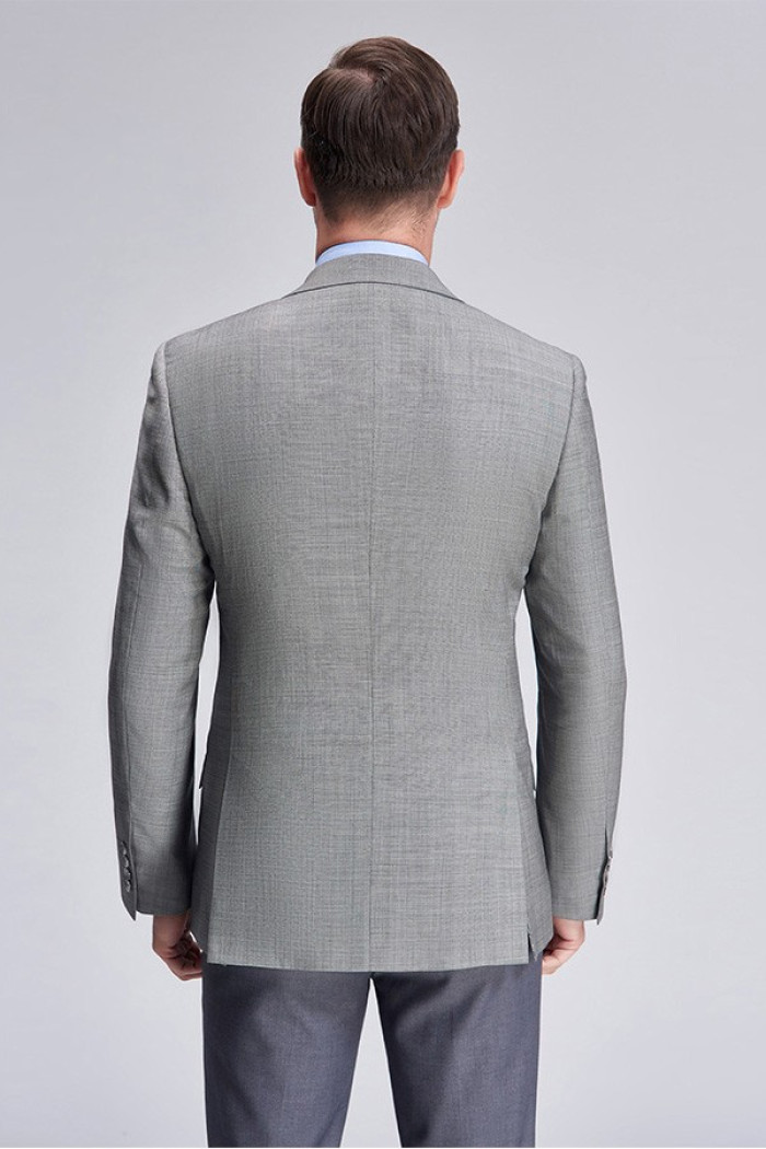 Handsome Grey Slim Fit Business Suit Blazers for Men