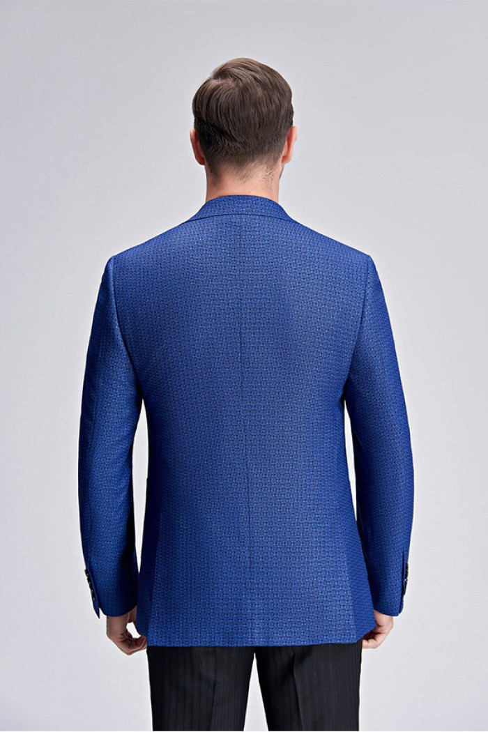 Casual Stylish Dots Patch Pocket Fashionable Blue Blazer Jacket for Men