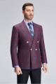 Peak Lapel Blue Plaid Double Breasted Stylish Blazer Jacket for Men