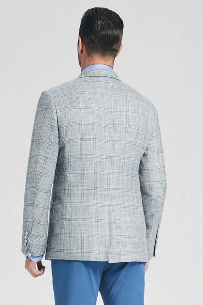 Newest Peak Lapel Suit Jacket Light Grey New Blazer for Men