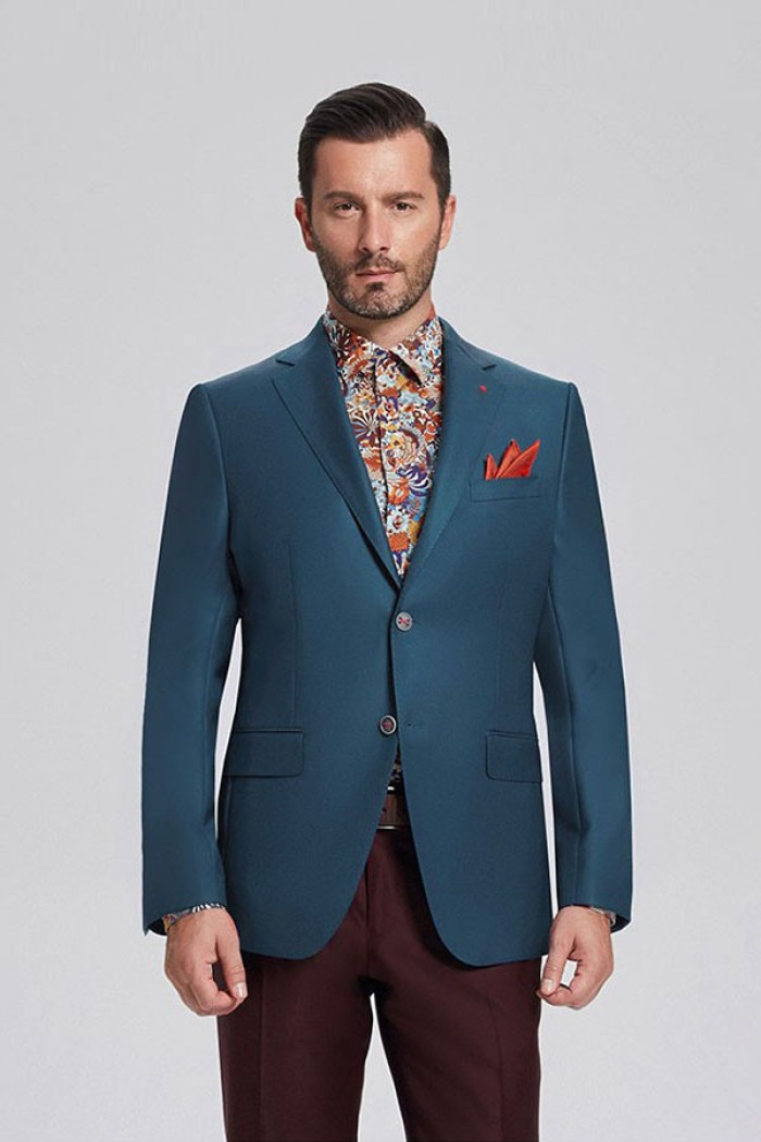 Fashion Solid Greenish Blue Blazers | Casual Suit Jacket