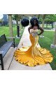 Yellow Velvet Sweetheart Beading Mermaid Long Plus Size Prom Dresses