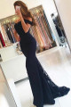Elegant Off Shoulder Black Mermaid Lace Tulle Evening Dresses 