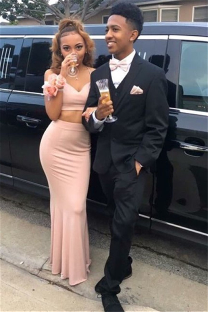 Chic Three-Piece Black Close Fitting Prom Suit with Notch Lapel