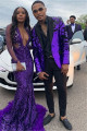 Fashion Purple Sequined Men Suit | Two Piece Close Fitting Prom Men Suits