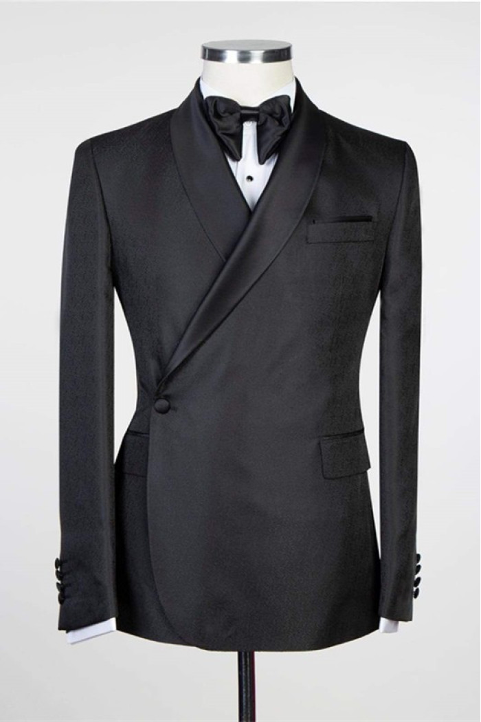 New Arrival Simple Black Fashion Shawl Lapel Men Suits for Wedding