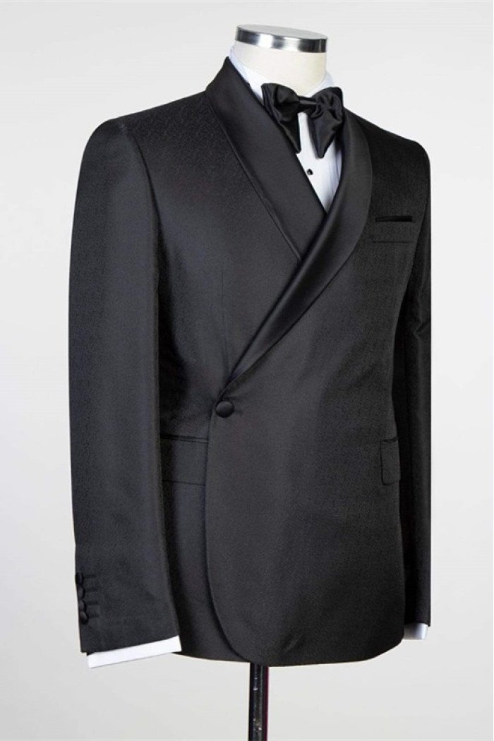 New Arrival Simple Black Fashion Shawl Lapel Men Suits for Wedding