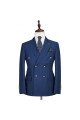 Fashion Dark Blue Peaked Lapel Double Breasted Formal Men Suits