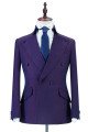 Marco Purple Peaked Lapel Double Breasted Chic Men Suits 