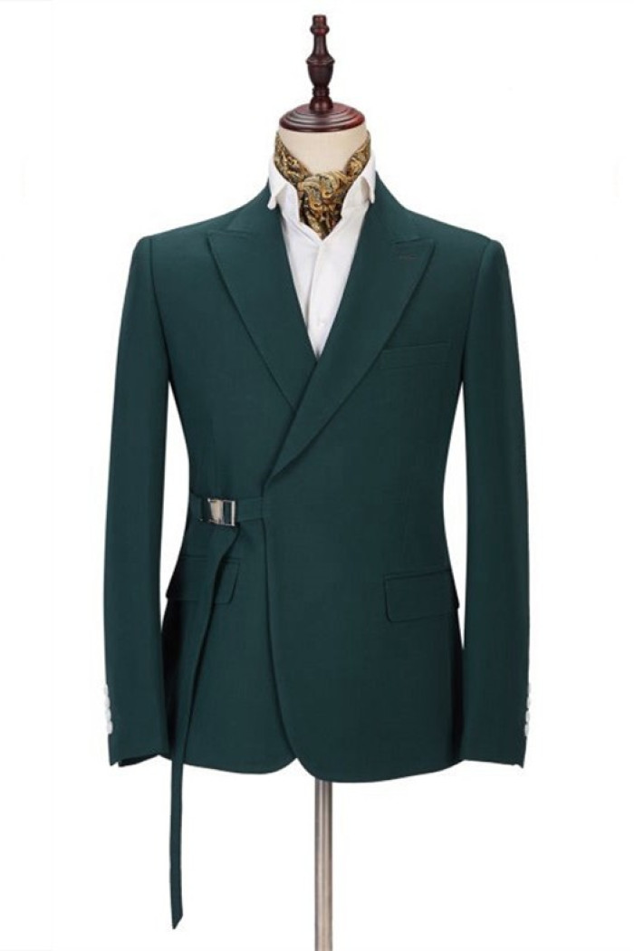 New Arrival Dark Green Peaked Lapel Bespoke Prom Suits