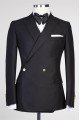Latest Design Black Peaked Lapel Slim Fit Men Suits for Prom