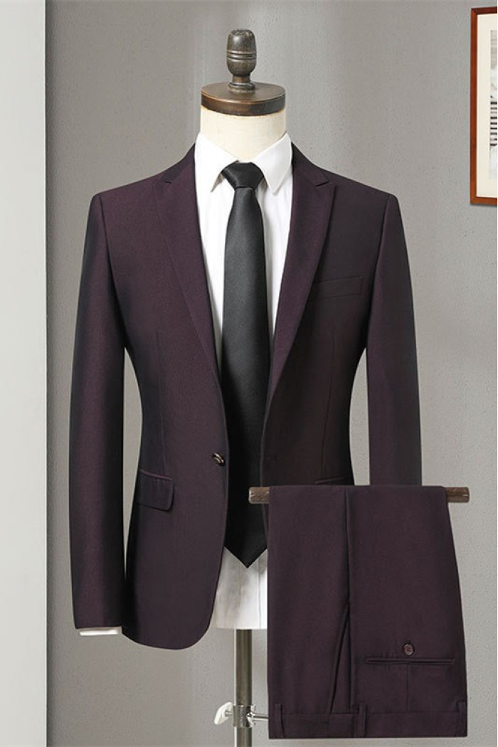 Modern Purple Close Fitting Formal Business Men Suits