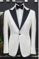 Peyton White Peaked Lapel One Button Close Fitting Wedding Groom Suits