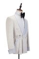 Patrick Off White Shawl Lapel Close Fitting Jacquard Bespoke Wedding Suits