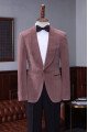 Oliver Chic Stylish Pink Velvet Shawl Laple Men Suits for Wedding
