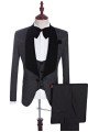 Xander Stylish Black Jacquard Three-Pieces Shawl Lapel Wedding Suits for Men