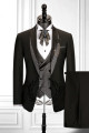 Stitching Shawl Lapel Black Three Pieces Double Breasted Men's Suit