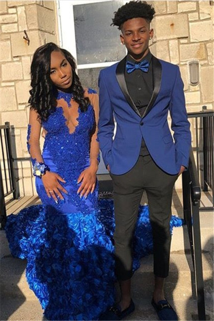 Kasey Royal Blue Shawl Lapel Prom Suits | Two Pieces One Button Tuxedo for Men