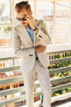 Bruno Newest Ivory Linen Men Suits for Wedding | 2 Piece Slim Groom Prom Men Tuxedo