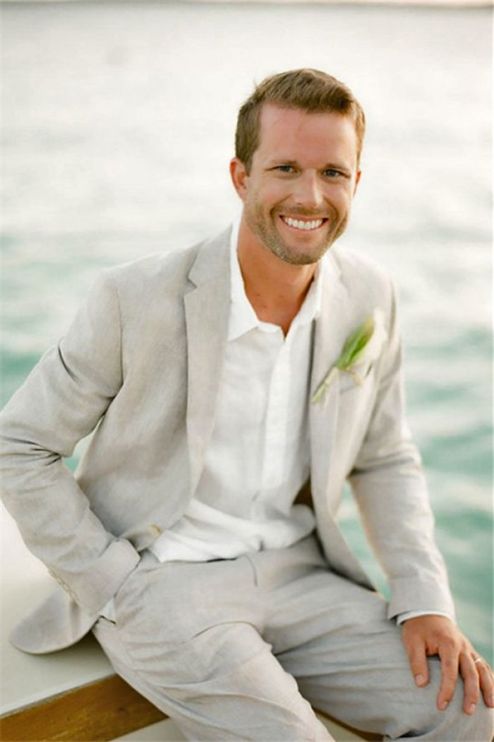Jaidyn Casual Linen Suit For Beach Bespoke Men Wedding Suits