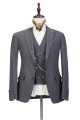 Mark Three Pieces Peaked Lapel Gray Formal Business Men Suits