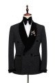 Fashion Shawl Lapel Double Breasted Sparkle Black Wedding Suits