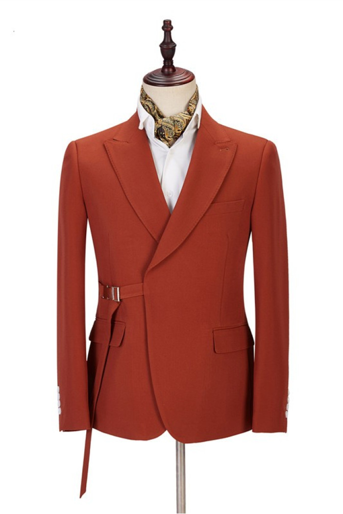 Giovanni Newest Peaked Lapel Close Fitting Orange Men Suits for Casual