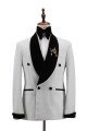 Cool Sparkle Black Shawl Lapel Double Breasted Wedding Groom Men Suits