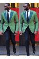 Fashion Green Peaked Lapel One Button Stylish Close Fitting Mens Suit