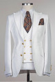 Bespoke White Peaked Lapel Slim Fit Stylish Wedding Groom Suit