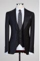 Three Pieces Black Peaked Lapel Fashion Slim Fit Formal Men Suits