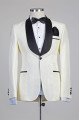 Moses Ivory One Button Simple Close Fitting Wedding Suits with Black Lapel