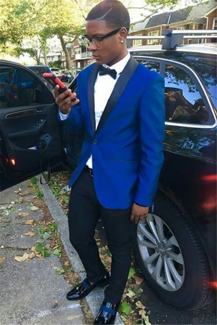 Stylish Royal Blue Men Suit | One Button Shawl Lapel Prom Outfit