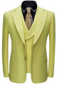 Gorgeous Yellow Three Pieces Peaked Lapel Stylish Prom Suits for Men