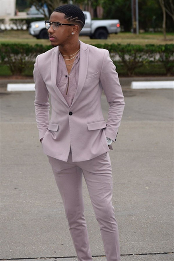 Pink Close Fitting Prom Party Suit | One Button Chic Men Suit