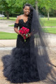 Trendy Mermaid Black Off The Shoulder Sparkle Beading Tulle Ruffles Prom Dresses Trendy Mermaid Black Off The Shoulder Sparkle Beading Tulle Ruffles Prom Dresses