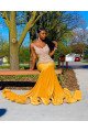 Sparkle Crystal Sheer Tulle Appliques Beading Sleeveless Mermaid Prom Dresses Sparkle Crystal Sheer Tulle Appliques Beading Sleeveless Mermaid Prom Dresses